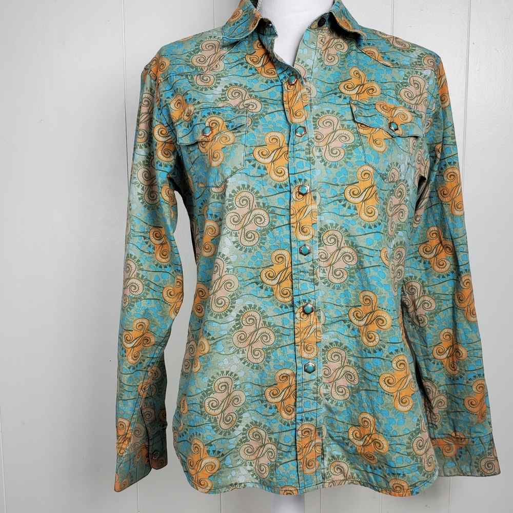 Walls Ranch wear western Cowgirl Rodro Queen  button front shirt Size Medium - Picture 12 of 12